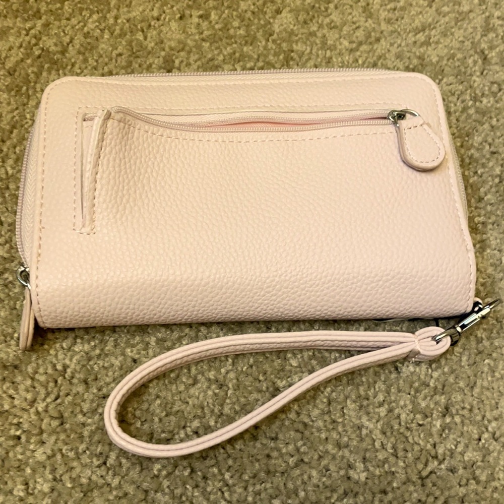 Pink everyday multiple comparment Wristlet handbag